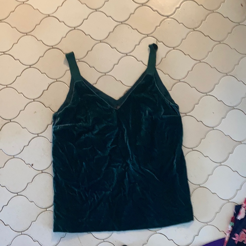 J. Crew green velvet tank top
